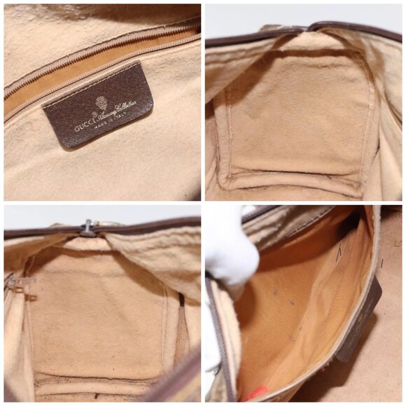 GUCCI GG Supreme Web Sherry Line Hand Bag PVC Beige Gold - Picture 15 of 16